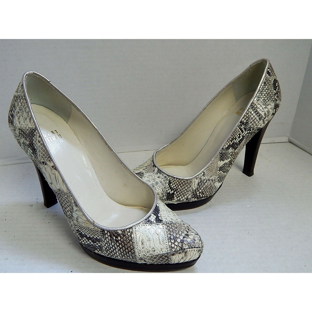 Stuart Weitzman Python Snake Leather Multi Metallic Platform Pumps 7 M